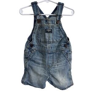 OshKosh Denim Shortall Overalls Size 12-18 Months Blue Medium Wash